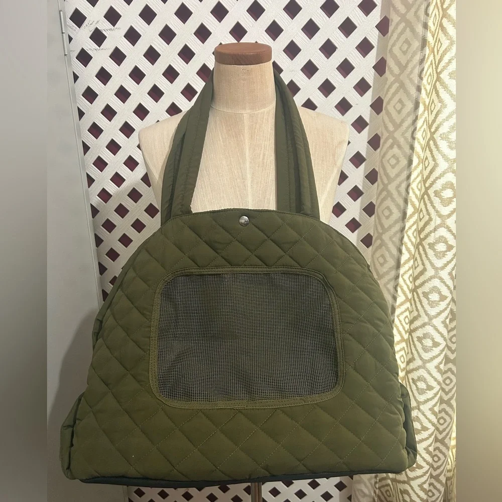 pet carrier Olive Quilted Fabric New with out tag